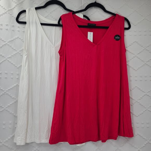 Lane Bryant Tops - Lane Bryant "The Swing Collection" tank bundle of 2  white & pink Size 14/16